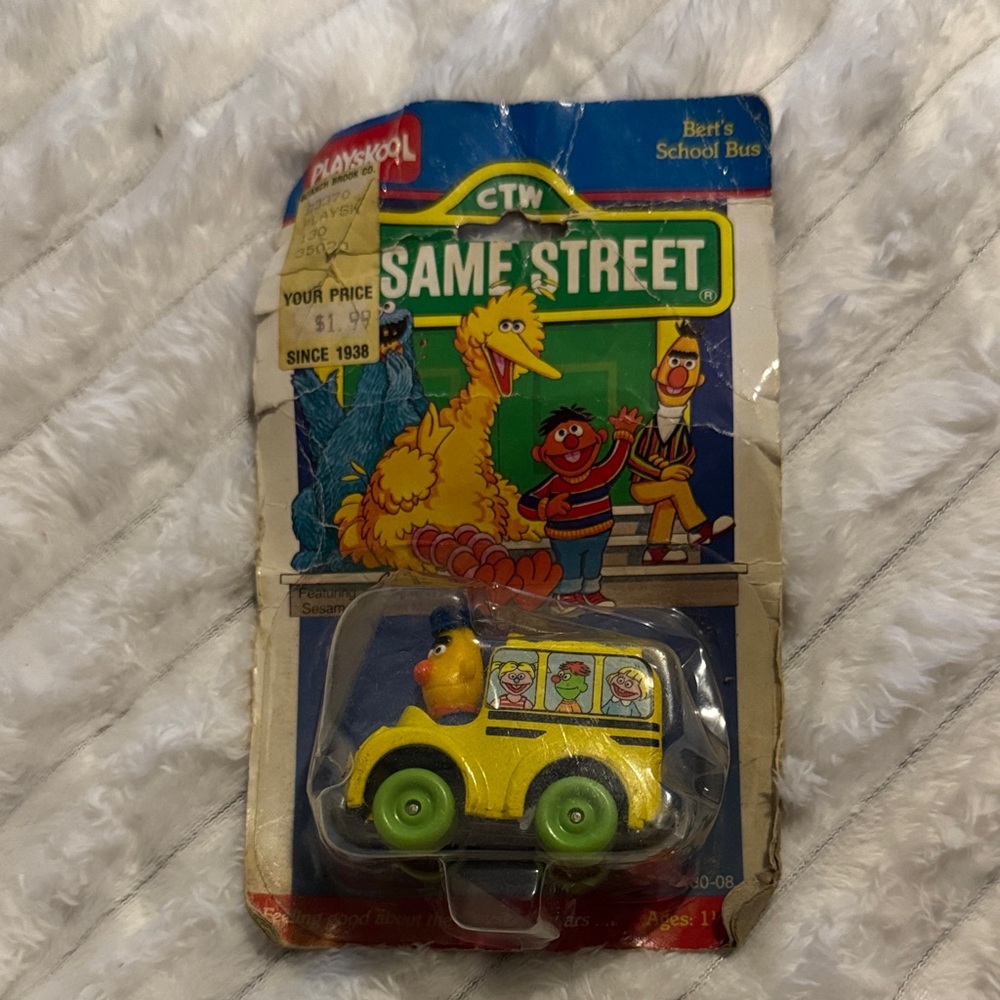 Vintage 1987 Playskool Sesame Street, Bert's School Bus, Unopened On Card